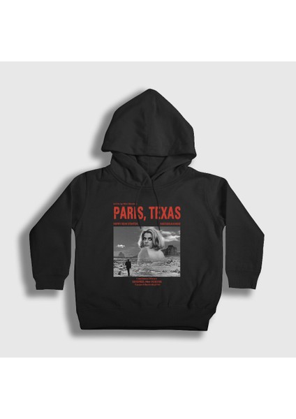 Unisex Çocuk Siyah Poster Film Paris Texas Kapüşonlu Sweatshirt