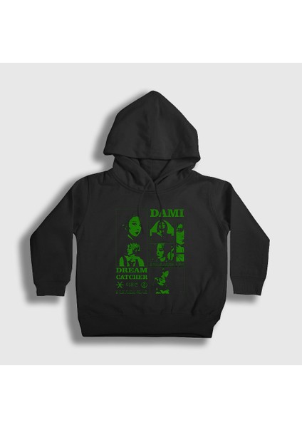 Unisex Çocuk Siyah Dami K Pop Dreamcatcher Kapüşonlu Sweatshirt