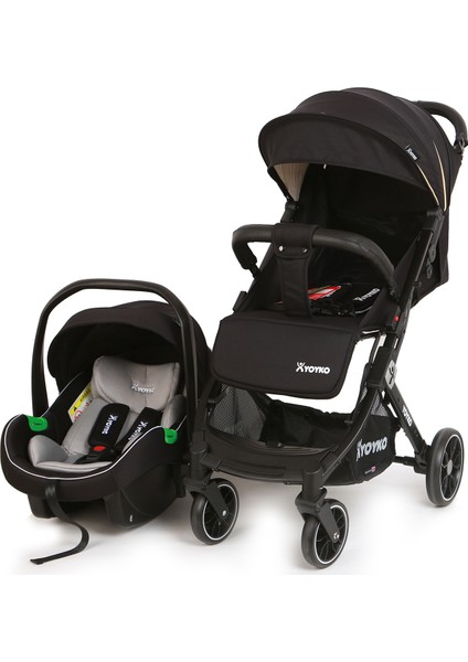 Quantum Kabin Boy Tek Elle Kolay Katlanır Pratik Bebek Arabası Travel Set Black Silver