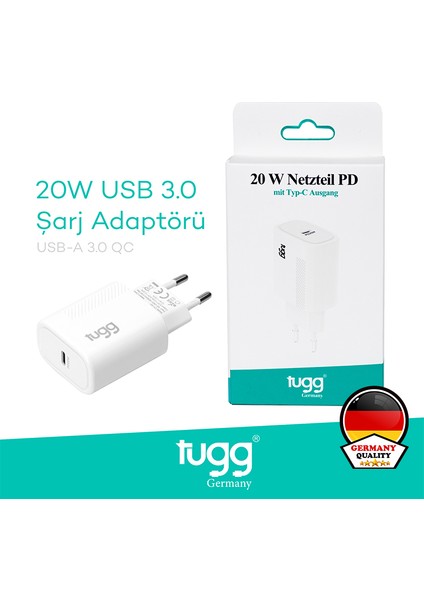 Akıllı Şarj Başlık 20W Isı ve Akım Korumalı Hızlı Sarj Type-C Girişli 104405