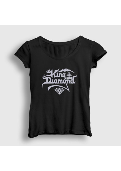 Kadın Siyah Logo Rock King Diamond T-Shirt