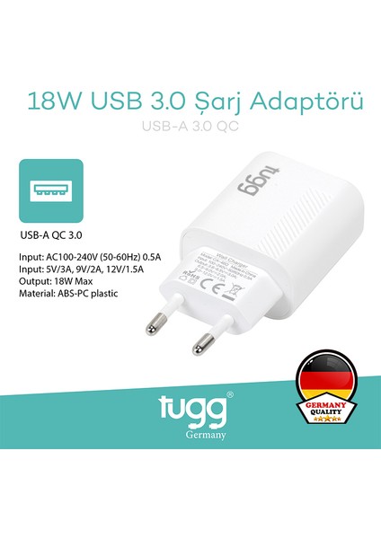 Akıllı Şarj Başlık 18W Isı ve Akım Korumalı Hızlı Sarj USB Girişli 104402 fiyatları
