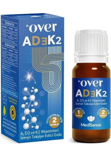 AD3K2 - D3 Vitamini, K2 Vitamini ve A Vitamini Içeren Gıda Takviyesi, 20 Ml, 400 Damla, D3K2 - 2 Kutu Bir Arada