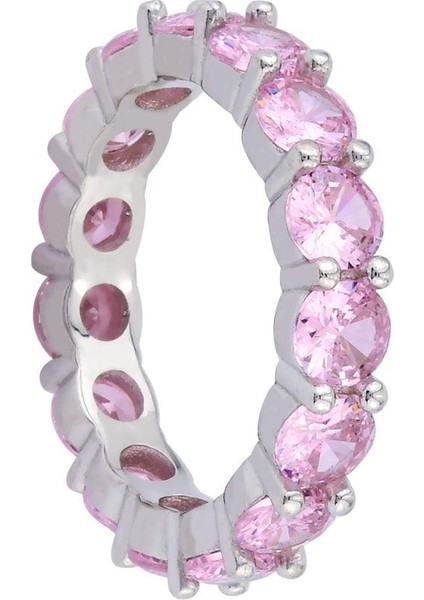 Pink Zirconia Taşlı Yuvarlak Tamtur Yüzük
