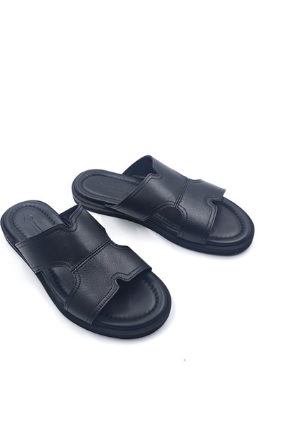 Matera H2510 Hafif Tasarım Konfor Hakiki Deri Siyah Erkek Terlik modelleri