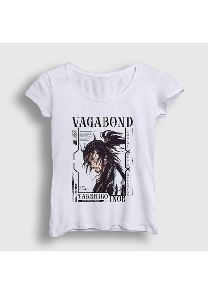 Kadın Beyaz Musashi Miyamoto Manga Vagabond T-Shirt