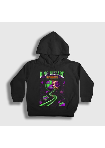 Unisex Çocuk Siyah Stadthalle King Gizzard And The Lizard Wizard Kapüşonlu Sweatshirt