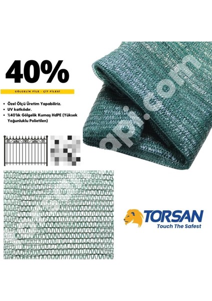 Gölge Tülü – 40LIK Gölgelik File – Çit Filesi – Yeşil Renk - 3 Metre x 15 Metre