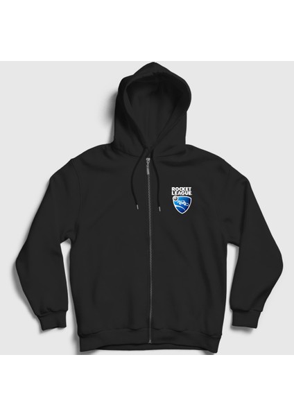 Unisex Siyah Logo Oyun Rocket League Fermuarlı Kapüşonlu Sweatshirt