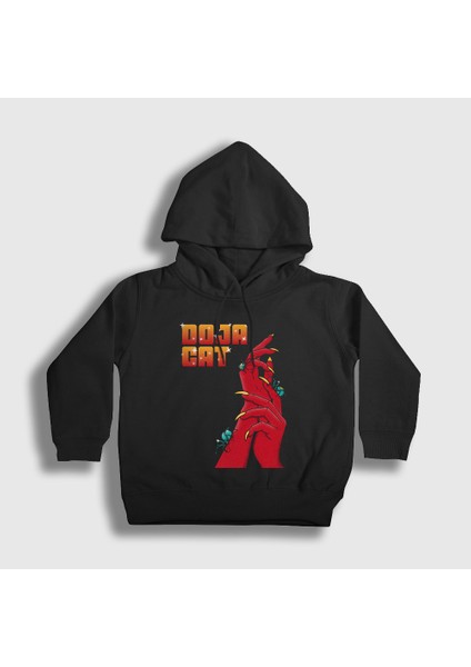 Unisex Çocuk Siyah Scarlet Müzik Doja Cat Kapüşonlu Sweatshirt
