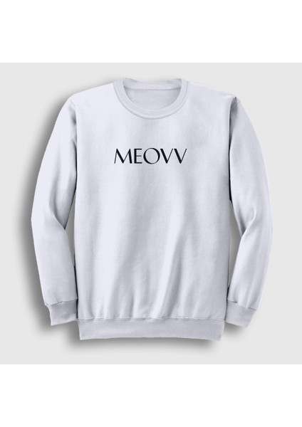 Unisex Beyaz Logo K Pop Kedi Kedili Meovv Sweatshirt