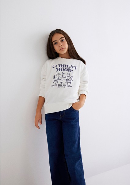Baskılı Beyaz Sweatshirt 7S10055-70057 fiyatları