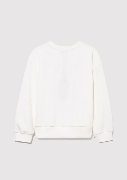 Baskılı Beyaz Sweatshirt 7S10055-70057 fırsatları