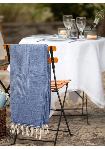 Tan Yün Koltuk Şalı Denim 125X180