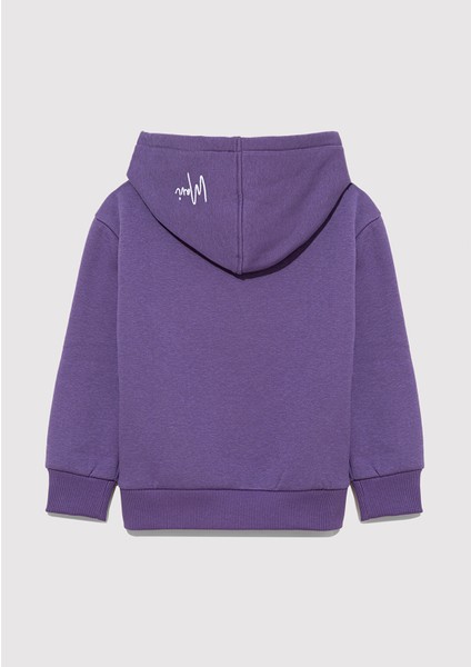 Kapüşonlu Baskılı Mor Sweatshirt 7S10054-88135 fırsatları