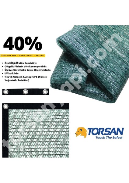Gölgeleme Tülü – 40LIK Gölgelik File – Siyah Şeritli Halkalı - 1.5 Metre x 90 Metre