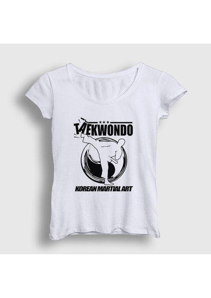 Kadın Beyaz Kick Taekwondo Ufc Mma Tekvando T-Shirt