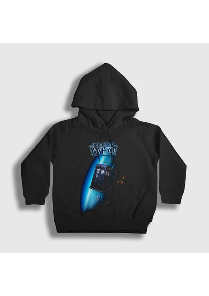 Unisex Çocuk Siyah Space Tardis Doktor Dr Doctor Who Kapüşonlu Sweatshirt