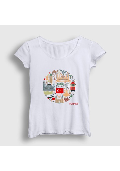 Kadın Beyaz Tourist Turist Istanbul Türkiye Turkey T-Shirt