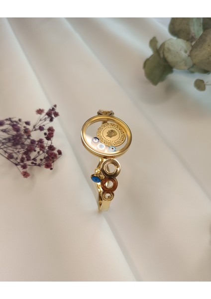 Kadın Gold Renk Çeyrekli Açılabilir Çerçeveli 316 L Çelik Kelepçe Bileklik modelleri