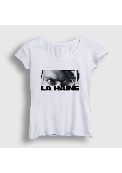 Kadın Beyaz Vinz Eyes Film La Haine T-Shirt