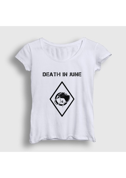 Kadın Beyaz Logo Müzik Death In June T-Shirt
