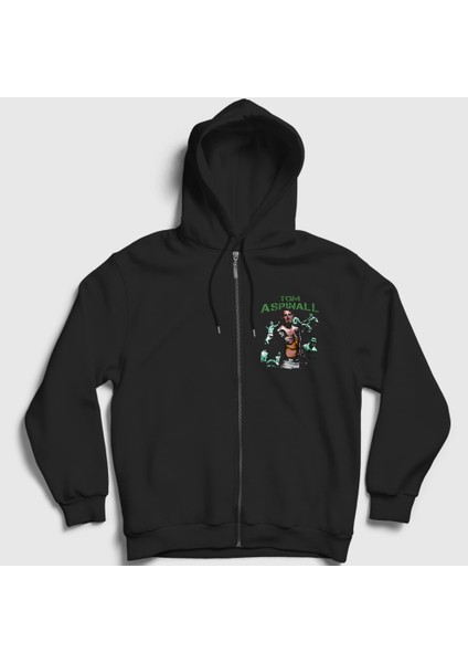 Unisex Siyah Tom Aspinall Ufc Mma Dövüş Sanatları Fermuarlı Kapüşonlu Sweatshirt