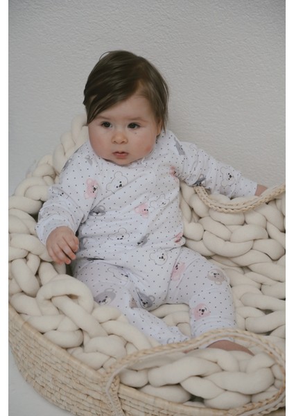 Pamuk Soft Ayıcık Desenli Kız Bebek Uyku Tulumu