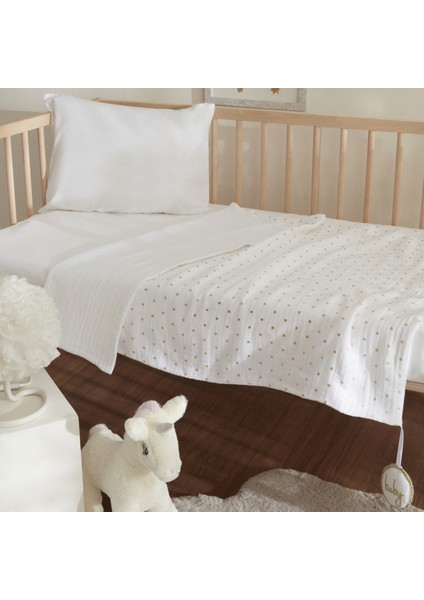 Bonbon Müslin %100 Pamuk Bebek Battaniye Beyaz 70X100 cm