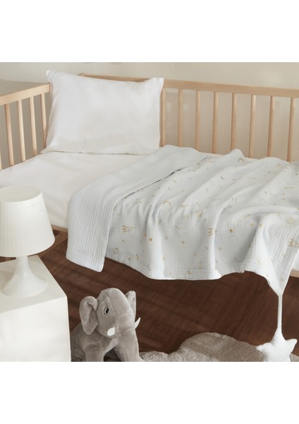 Starry Müslin %100 Pamuk Bebek Battaniye Mavi 70X100 cm