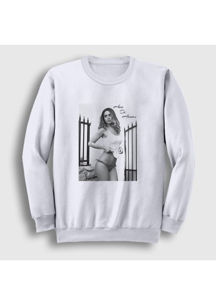 Unisex Beyaz Beauty Cinema Ana De Armas Sweatshirt
