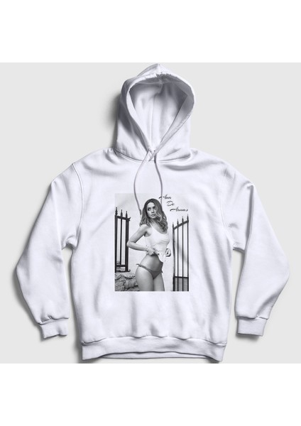 Unisex Beyaz Beauty Cinema Ana De Armas Kapüşonlu Sweatshirt