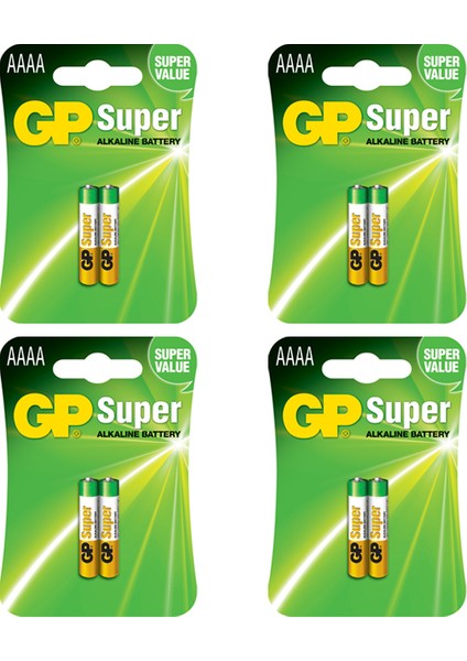 25A Süper Alkalin LR8D425/E96/AAAA Boy Incenin Incesi Pil, 1.5 Volt, 4 Kart 8 Adet Pil