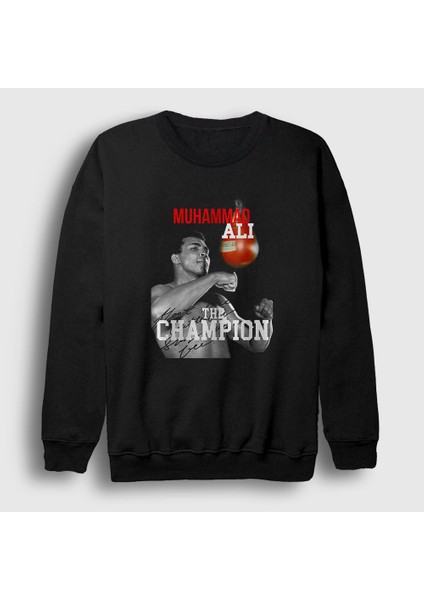 Unisex Siyah Champ Boxing Boks Muhammad Muhammed Ali Sweatshirt