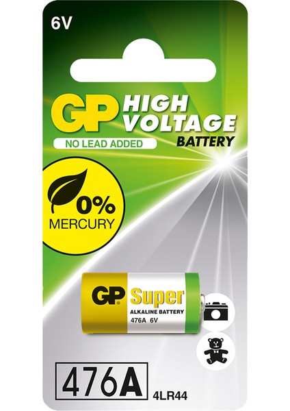 GP476A Süper Alkalin 476A/PX28A/A544/4LR44 Boy Pil, 6 Volt, Tekli Kart 4 Adet Pil