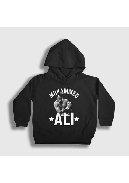 Unisex Çocuk Siyah Boxing Boks Muhammad Muhammed Ali Kapüşonlu Sweatshirt