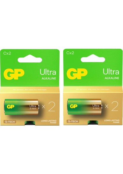 G-Tech Ultra Alkalin Orta LR14 - C Boy 1.5V 2 Kart 4 Adet Pil