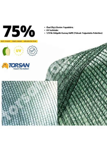 Dut Toplama Filesi – Yüzde 75 Lik – Yeşil – Düz - 1 Metre x 4 Metre