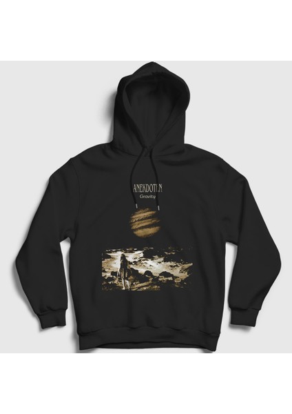 Unisex Siyah Gravity Müzik Anekdoten Kapüşonlu Sweatshirt