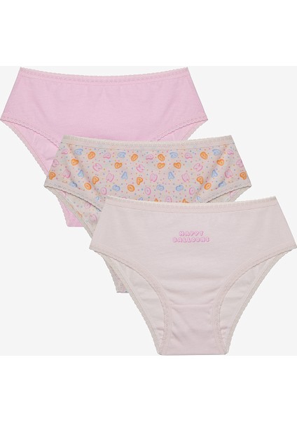 Kız Çocuk Happy Balloons 3lü Çok Renkli Slip Külot