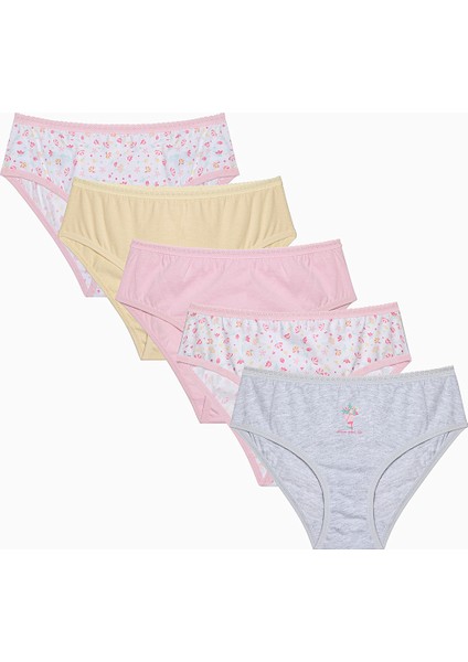 Kız Çocuk Sweet Heart Çok Renkli 5li Slip Külot