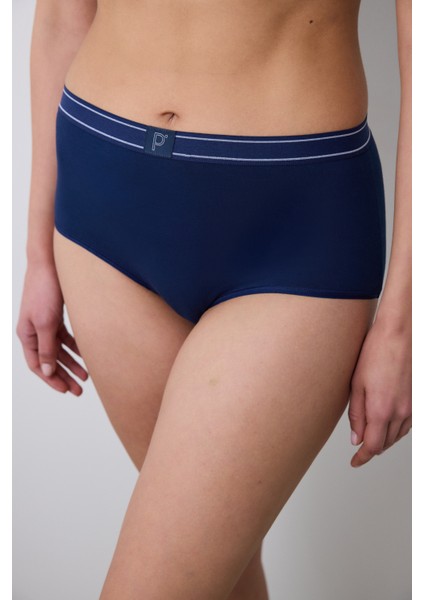 Highwaist Pamuklu Slip Lacivert Külot