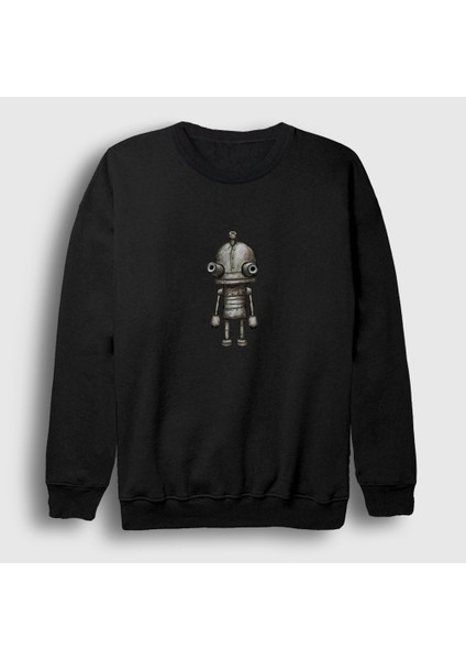 Unisex Siyah Josef Oyun Machinarium Sweatshirt
