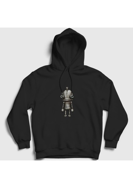 Unisex Siyah Josef Oyun Machinarium Kapüşonlu Sweatshirt