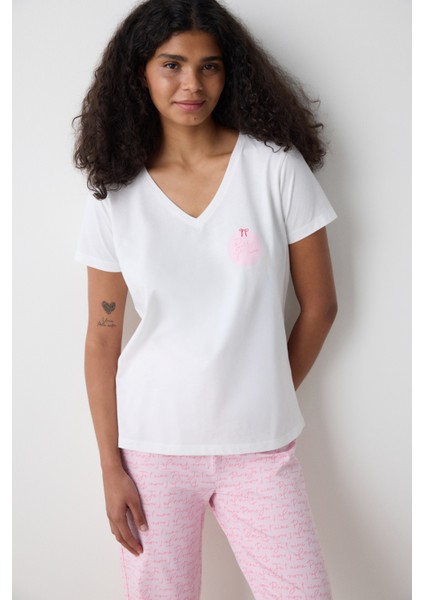 Pinkish Pantolon Açık Pembe Pijama Takımı - Loves Paris Koleksiyonu