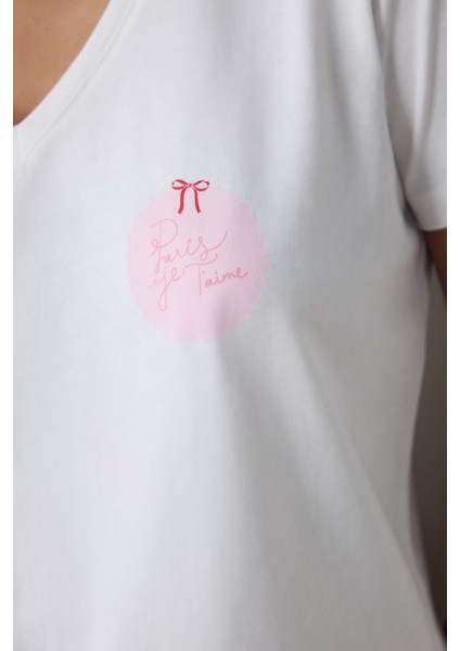 Pinkish Pantolon Açık Pembe Pijama Takımı - Loves Paris Koleksiyonu