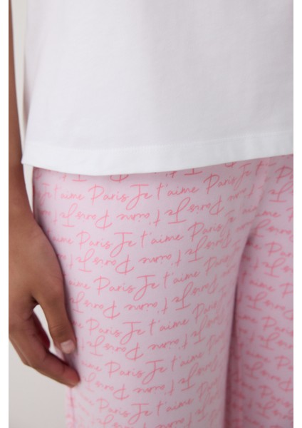 Pinkish Pantolon Açık Pembe Pijama Takımı - Loves Paris Koleksiyonu