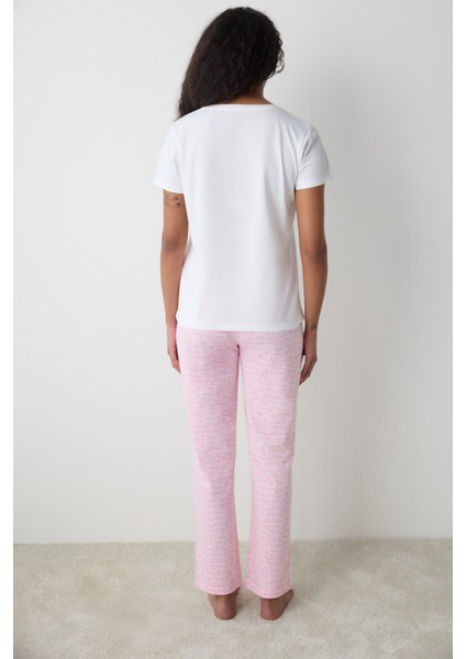 Pinkish Pantolon Açık Pembe Pijama Takımı - Loves Paris Koleksiyonu