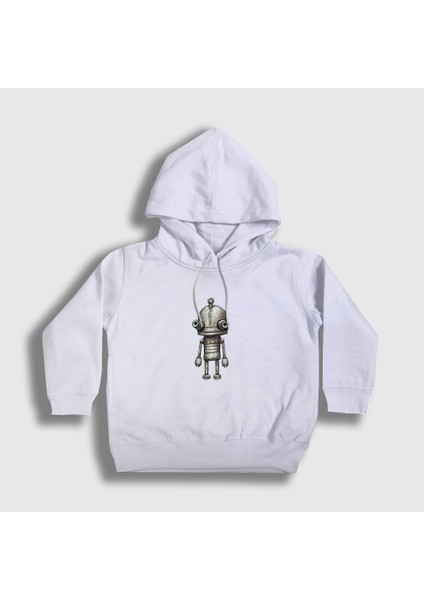 Unisex Çocuk Beyaz Josef Oyun Machinarium Kapüşonlu Sweatshirt