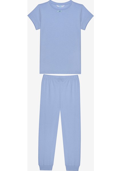 Pamuklu Kız Çocuk Blue Roses 2li Çok Renkli Pijama Takımı